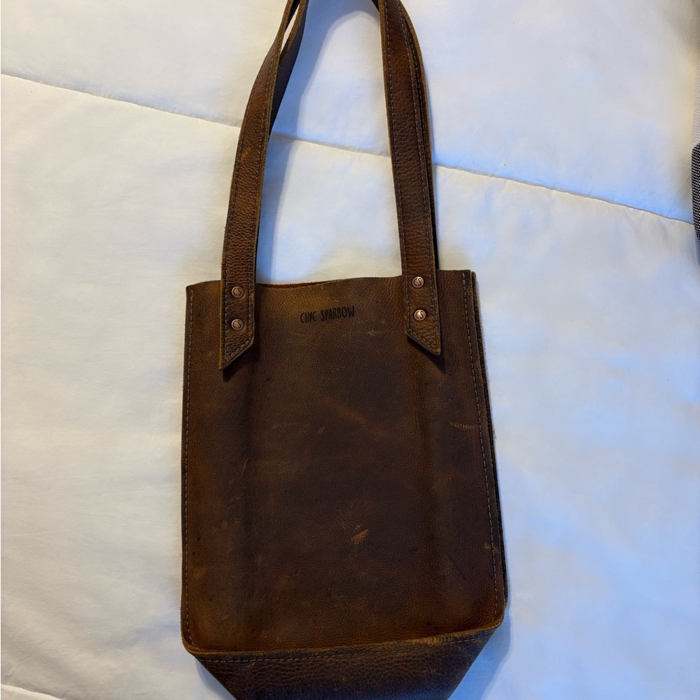 Chic Sparrow Brown Leather Tote Bag